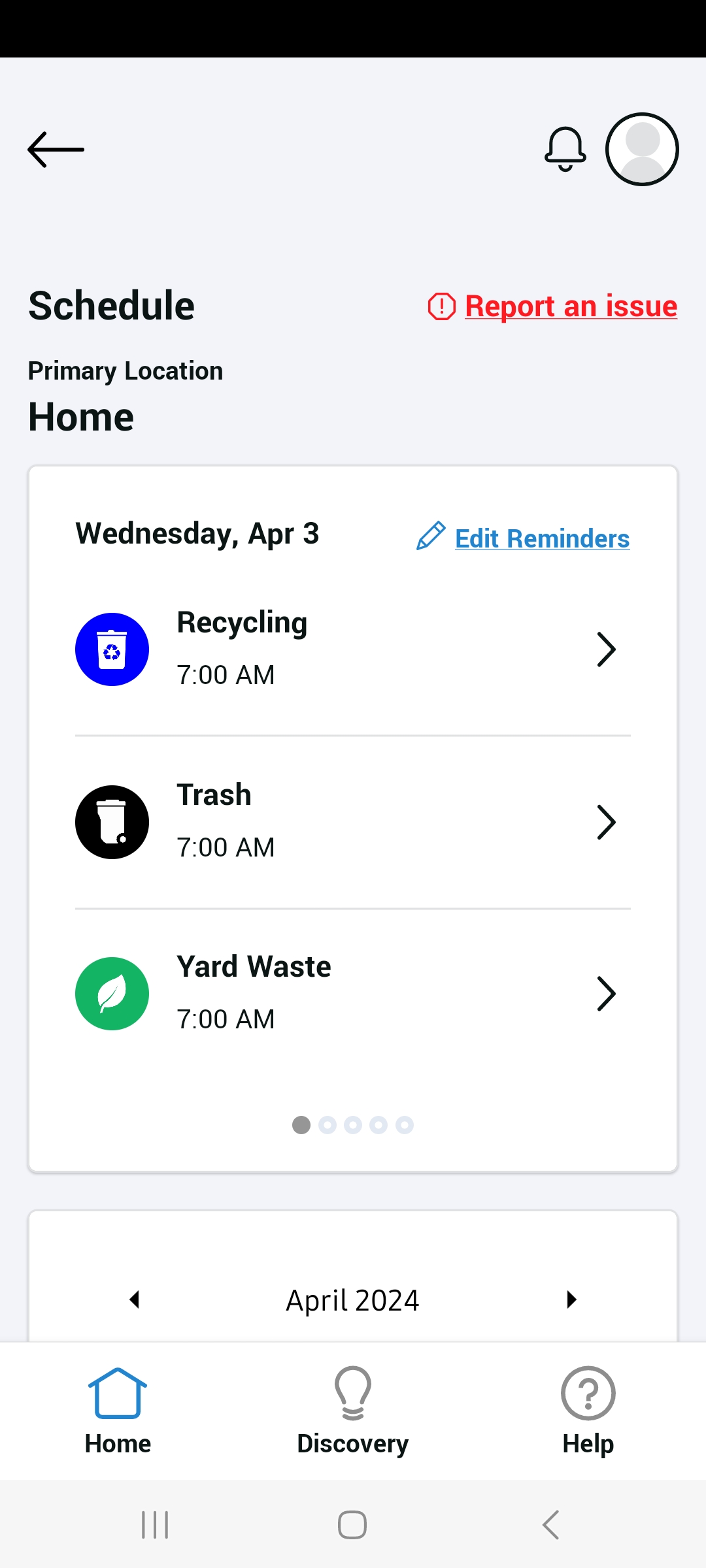 Yard Waste App Schedule